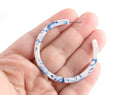 Blue White Hoops Findings, 1 Pair, Tortoise Shell Hoop Earrings, Chinoiserie Jewelry Supply Parts, 2 Inch Resin Hoop Earring, EAR074-50-WU01