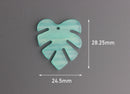 2 Pastel Green Resin Leaf Pendants, Mint Green Monstera Earrings DIY, Acrylic Jewelry Findings, Lucite Leaves, Palm Leaf Bead, FW042-28-GN06