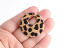 2 Animal Print Beads, Printed Acrylic Earring Blanks, Brown Cheetah Print, Thin Flat Discs, Monogramming Blanks, Beveled Edge, RG075-35-LP01