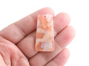 2 Trapezoid Charms, Pearlescent Pink Opal, Cellulose Acetate, 37 x 19mm