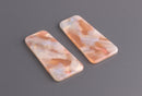2 Trapezoid Charms, Pearlescent Pink Opal, Cellulose Acetate, 37 x 19mm