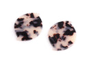 2 White Tortoise Shell Pendant, Acetate Acrylic Earring Blanks, Tornado Charm, Hurricane Pendant, Monogramming Blanks Oval, XY014-46-WT