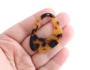 2 Oval Loop Pendant, Faux Tortoise Shell Earring Supply, Organic Shape Beads Leopard Print, Oval Ring Connector, Acetate Pendant, VG038-44-TT