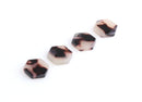 4 Little Hexagon Charms, White Tortoise Shell Stud Earring Post Base, Tiny Geometric Studs, Celluloid Acetate Jewelry Supply, DX078-12-WT