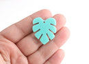 2 Mint Green Leaf Charms, Palm Tree Fronds, Acrylic, 30 x 26mm