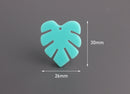 2 Mint Green Leaf Charms, Palm Tree Fronds, Acrylic, 30 x 26mm