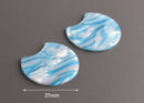 2 Blue Animal Print Beads, Pastel Blue Charms, Light Blue and White Zebra Stripes, Plastic Resin, Flat Acrylic Earring Blanks, CN194-37-U10
