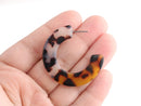 Tortoise Shell Hoop Earring Supply, 1 Pair, Two Color Acetate Earring Parts, Acrylic Hoops, Large Ear Hoops, Chunky Hoops, EAR070-39-2WTT
