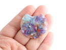 2 Flat Circle Blanks in Watercolor Tortoise Shell Supply, Semi-Circle Charms, Colorful Resin Pour, Tortoise Earring Parts, CN195-37-MC05