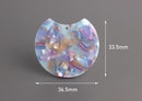 2 Flat Circle Blanks in Watercolor Tortoise Shell Supply, Semi-Circle Charms, Colorful Resin Pour, Tortoise Earring Parts, CN195-37-MC05