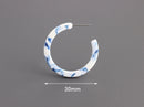 Delft Blue Tortoise Shell Hoop Components, 1 Pair, Acrylic Hoop Earring Parts, Something Blue for Bride, Thin Dainty Earring, EAR075-30-WU01