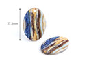 4 Thick Oval Discs with Brown Blue Stripes, Printed Acrylic Earring Blanks, Large Hole Charms, Keychain Blank, Organic Colors, VG039-37-MC06