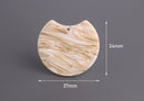 2 Large Half Circle Acrylic Blanks, Resin Earring Parts, Beige Charms, Sandstone Beads, Sandy Yellow Tortoise Shell Findings, CN173-37-YW03