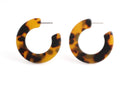 Tortoise Shell Shell Hoops, 1 Pair, Thick Hoops, Titanium Posts, Plastic Hoop Earring Parts, Full Hoops, Tortoiseshell Jewelry, EAR071-38-TT