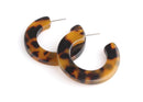 Tortoise Shell Shell Hoops, 1 Pair, Thick Hoops, Titanium Posts, Plastic Hoop Earring Parts, Full Hoops, Tortoiseshell Jewelry, EAR071-38-TT