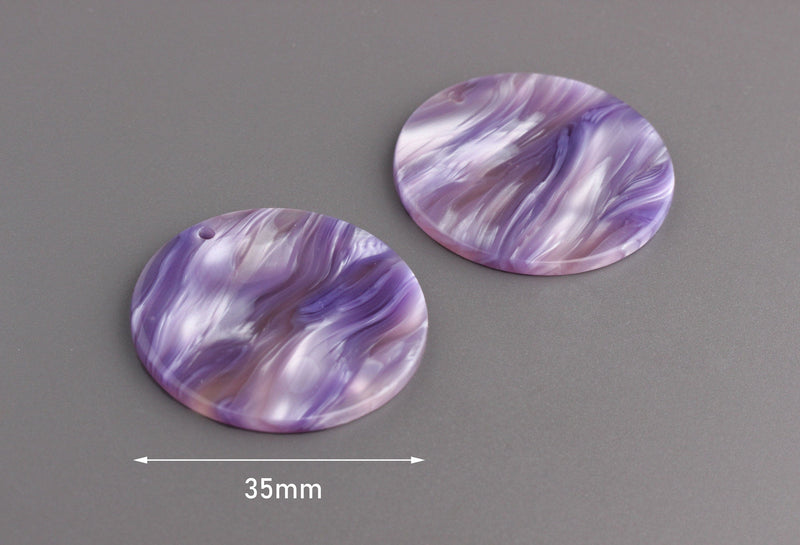 4 Large Disc Pendants in Metallic Purple Tortoise Shell, Monogramming Blanks Acrylic, DIY Wedding Earrings, Plastic Disc, CN175-35-PL03