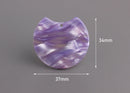 2 Lavender Purple Acetate Charms, Flat Half Circle Finding, Half Moon Pendant, Purple Tortoise Shell Bead, DIY Earring Wedding, CN178-37-PL03