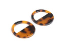 4 Dark Tortoise Shell Drops, Laser Cut Acrylic Shape, Half Circle Earring Parts, Faux Tortoiseshell Charms, Open Circle Cut Out, CN197-28-TT