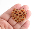 2 Animal Print Earring Findings, Jaguar Print Beads, Brown Leopard Pattern Jewelry, Cheetah Pattern, Large Flat Circle Discs, CN180-37-LP03
