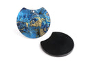 2 Half Circle Findings in Blue Gold Marble Resin, Colorful Acrylic Earring Blanks, Acrylic Pour Jewelry, Flat Circle Discs, CN199-36-IM05