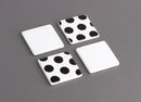 4 White Flat Square Blanks with Small Black Dots, Polka Dot Acetate Jewelry Making Supply, Flatback Resin Stud Earring Blank, LAK040-22-WDOT