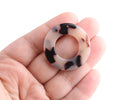 2 Donut Pendants in Blonde Tortoise Shell, 4mm Thick Open Rings, Big Hole Beads, Acrylic Jewelry Supply, Lucite Washer Charm, RG078-35-WT