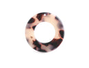 2 Donut Pendants in Blonde Tortoise Shell, 4mm Thick Open Rings, Big Hole Beads, Acrylic Jewelry Supply, Lucite Washer Charm, RG078-35-WT