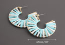 White and Mint Green Earring Components, 1 Pair, Gold Wide Hoop Earring Parts, Wholesale Hoops, Rafia Earrings, Braided Earrings, EAR055-47