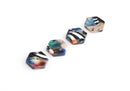 4 Tiny Hexagon Charms, 12mm Disc Blanks, Laser Cut Acrylic Shapes, Stud Earring Supplies, Rainbow Tortoise Shell Beads, DX083-12-DMC