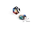 4 Tiny Hexagon Charms, 12mm Disc Blanks, Laser Cut Acrylic Shapes, Stud Earring Supplies, Rainbow Tortoise Shell Beads, DX083-12-DMC