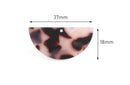 2 Large Half Circle Dangles, Half Moon Necklace Blanks, Acetate Charms, Light Brown Tortoise Shell, Popular Jewelry Supply, CN183-37-WT02