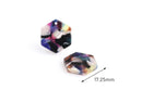 4 Small Hexagon Charms, Rainbow Acrylic Earring Blanks, Flat Colorful Acrylic Discs, Pretty Tortoise Shell Jewelry Supplies, DX084-17-KMC