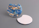 2 Half Circle Earring Findings in Blue Pink Marble, Acrylic Pour Jewelry, Mismatched Earring Components, Marbled Resin Beads, CN204-36-IM04