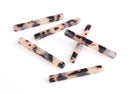 4pcs - 3D Bar Necklace Blanks, 40mm x 4mm, 4 Sided Bar Pendant, 1.5 Inch Vertical Bar, Ivory Tortoise Shell Jewelry Findings, BAR047-40-WT