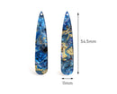 4 Long Teardrop Charms in Blue Gold Marble, Flat Focal Pendant, Resin Marble Jewelry Findings, Acrylic Pour Earring Blanks, TD052-54-IM05