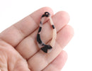 4 Free Form Pendants in Blonde Tortoise Shell, Organic Shape, Irregular Oval Earring Charm, Acetate, 41 x 20mm