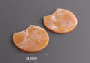 2 Orange Snakeskin Half Circle Findings, Rounded Beads Animal Print, Half Moon Pendant, Gold Glitter Acrylic Earring Blanks, CN208-37-OG03