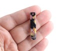 4 Black Tortoise Shell Bar Pendants, 36 x 7.5mm, Satin Yellow Dusty Pink, Acrylic Earring Parts, Wide Stick Earring Findings, BAR048-36-BK02