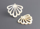 2 Ivory White Angel Wing Charms, Cream Fairy Wing Earring Components, Fan Shape, Guardian Angel Wing Pendant Necklace, XY017-35-W05
