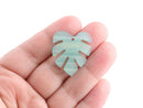 2 Pastel Green Resin Leaf Pendants, Mint Green Monstera Earrings DIY, Acrylic Jewelry Findings, Lucite Leaves, Palm Leaf Bead, FW042-28-GN06
