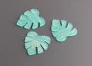 2 Pastel Green Resin Leaf Pendants, Mint Green Monstera Earrings DIY, Acrylic Jewelry Findings, Lucite Leaves, Palm Leaf Bead, FW042-28-GN06