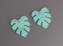 2 Pastel Green Resin Leaf Pendants, Mint Green Monstera Earrings DIY, Acrylic Jewelry Findings, Lucite Leaves, Palm Leaf Bead, FW042-28-GN06