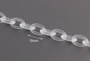9ft Frosted White Acrylic Chain with Oval Cable Links, 13mm, Matte, Uncut Continuous Length