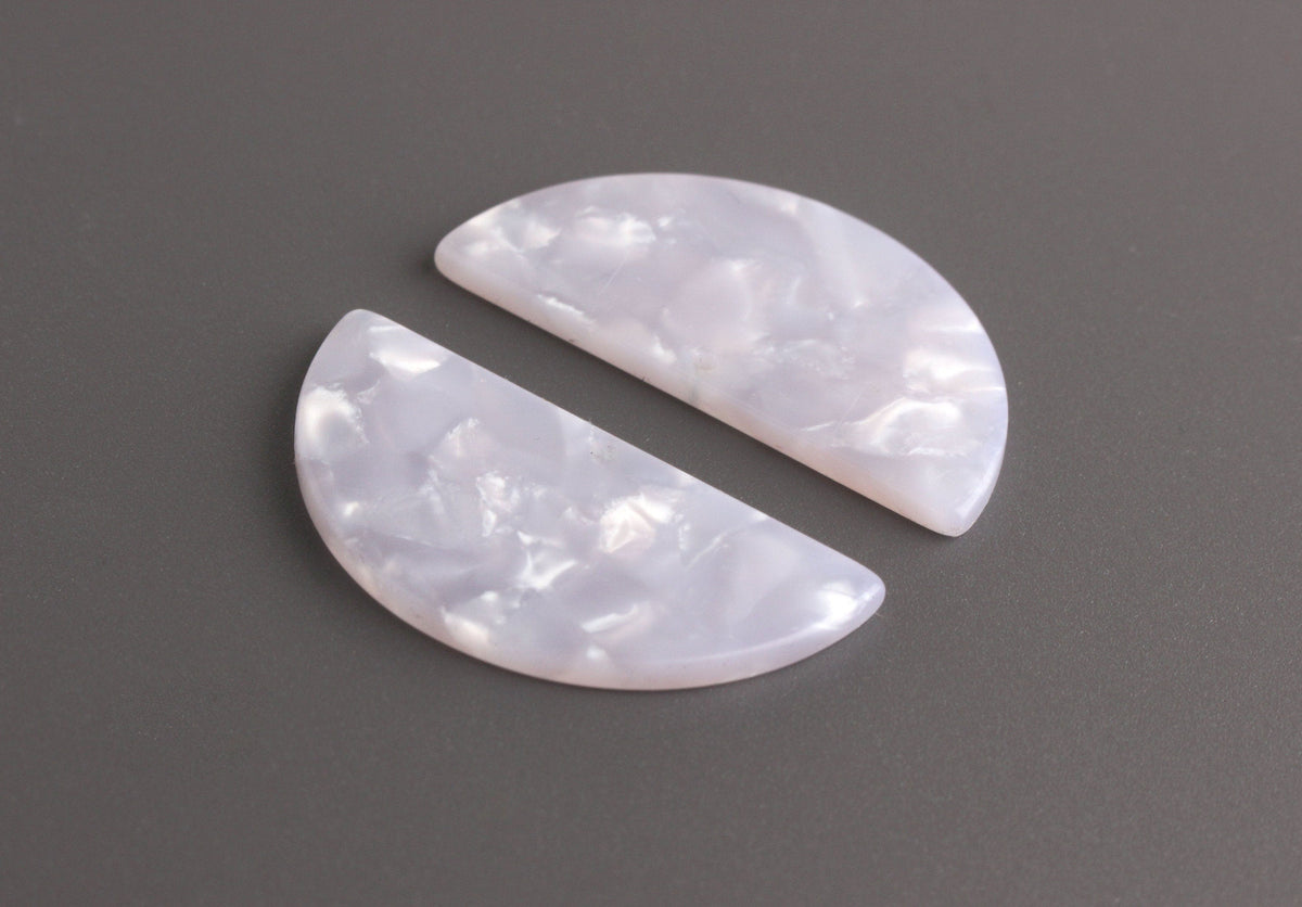 2 Half Circle Findings in Ice Crystal White, Semi-Circle