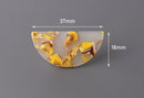 2 Semi Circle Pendants, Translucent Yellow Tortoise Shell, Cellulose Acetate, 37 x 18mm