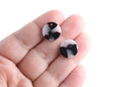 4 Small Round Dot Charms, Ash Blonde Tortoise Shell, Coin Shape, Cellulose Acetate, 14mm
