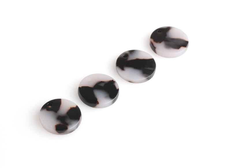 4 Small Round Dot Charms, Ash Blonde Tortoise Shell, Coin Shape, Cellulose Acetate, 14mm