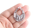 4 Dove Grey Tortoise Shell Earring Components, Resin Pendants, Dangle Drop Beads, Open Teardrop Charm, Acrylic Earring Blanks, TD053-38-GY01