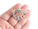 2 Woodland Fairy Wing Charms, Spring Colors of Clear, Pink, Blue and Green, Great for Ear Jackets, Acetate, 35.5 x 30mm