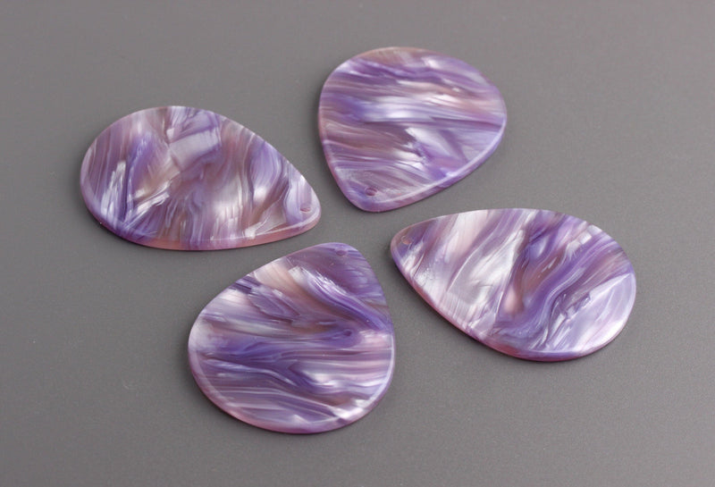 4 Lavender Purple Teardrop Earring Supplies, Pastel Colors, Resin Tortoise Shell Earring Making DIY, Acrylic Blanks Monogram, TD049-40-PL03